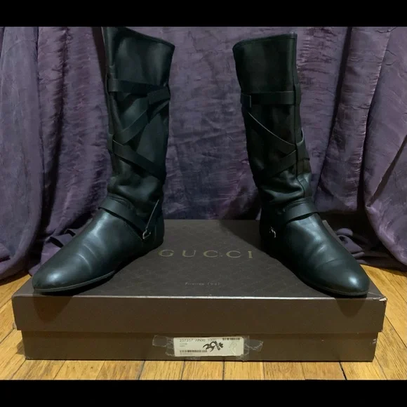 Gucci “Mayfair,” Boots, Nero (Peter Pan Style) Boots, Sz 39 1/2, EEUC - Picture 1 of 11